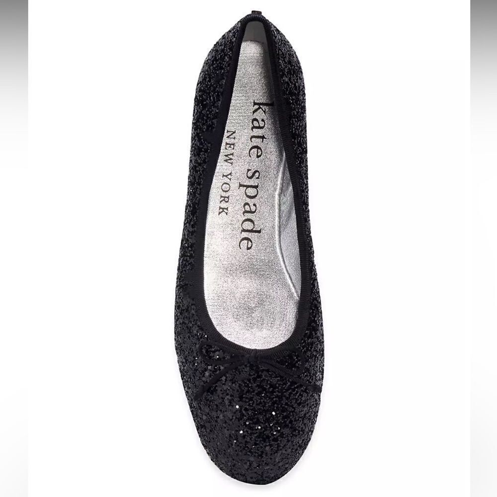 Kate Spade New York size 5 b 5b black glitter ballet shoes Honey Glitter Flats